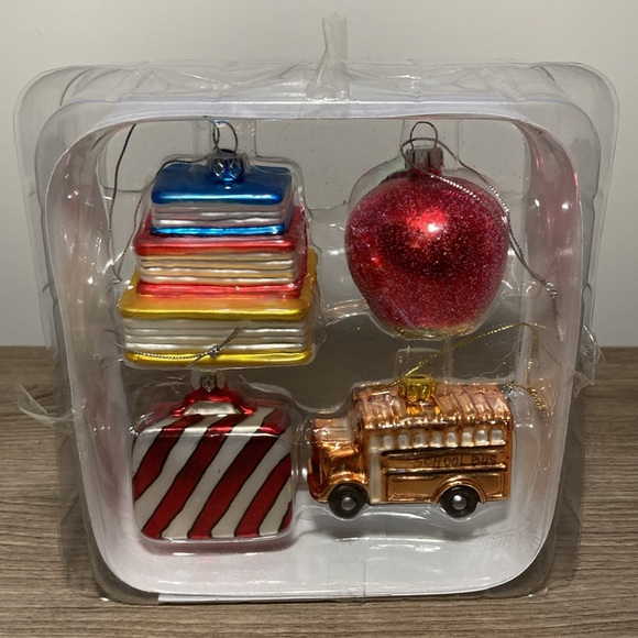 NWOT Four glass Christmas ornaments school theme - Picture 14 of 15